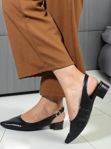 Image of Carlton London Women's Textured Pointed Toe Block Heel Pumps