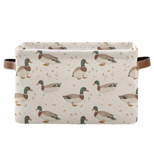Image of ALAZA Mallard Duck Yellow Foldable Storage Box Storage Basket Organizer Bins with Handles for Shelf Closet Living Room Bedroom Home Office 1 Pack