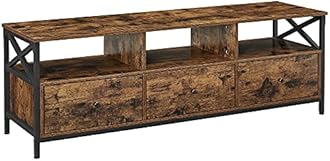 VASAGLE TV Stand, TV Cabinet for up to 65 Inch TV, TV Table with 3 Drawers and 3 Open Shelves, 40 x 147 x 50 cm, for Living Room, Bedroom, Steel Frame, Rustic Brown and Black LTV301B01