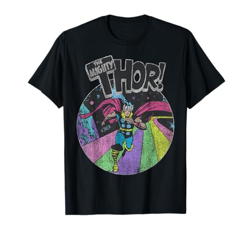 Marvel Avengers The Mighty Thor Distressed Retro Portrait T-Shirt