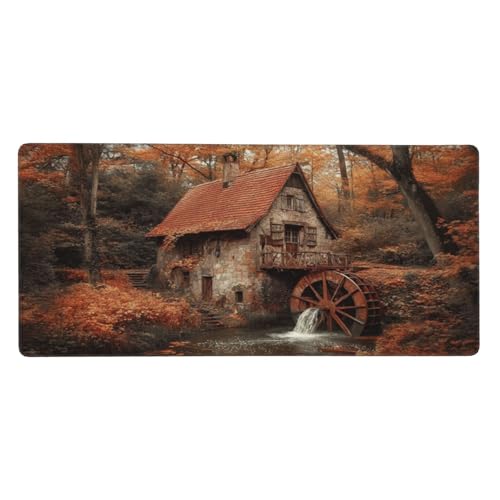 Otoño Alfombrilla Ratón XXL 1000X500MM, Large Alfombrilla Ratón Paisaje Alfombrilla Escritorio Accesorios Base De Goma Antideslizante, Impermeable Mouse Pad XXL 100X50CM, Home Escritorio Decor -676