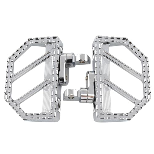 Motorcycle Floorboards Mini Riot Foot Pegs Adjustable Footrests For Harley Dyna Fat Bob Touring Road Glide Road King Street Glide Electra Glide Sportster XL Softail Fat Boy 114 Universal (Chrome)