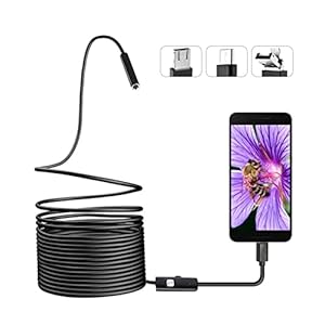 Borescope industriële endoscoop, verbeterde ultradunne inspectiecamera van 5,5 mm, micro-USB/Type-c/USB 3-in-1 Borescope…