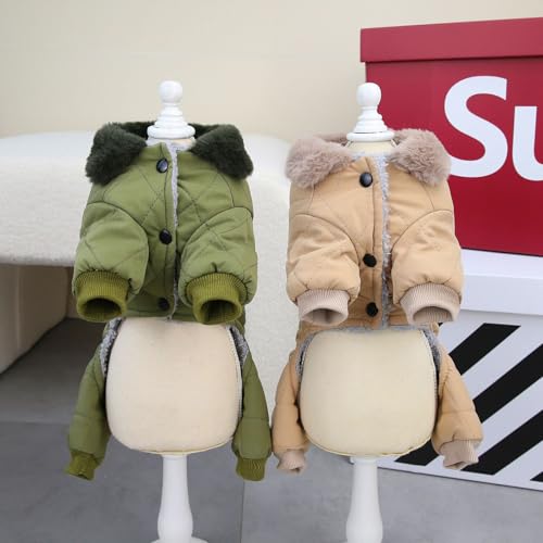 Izefia Hundemanteljacke Winddichter Kalter Wettermantel 4-Beine Warmer Hund Jumpsuit Winter Dicke Kleidung Schneesicherer Mantel Baumwolle Hundemantel für Kleine Hund Mittlere Hundekatze