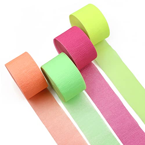 Image of 840feet Blacklight Party Streamer Decorations 8 Rolls Glow Crepe Paper UV Reactive Fluorescent Neon Paper Streamers Glow Party Supplies and Decorations for Wedding, Birthday, Neon Party, Fiesta Party