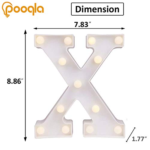 Image of Pooqla LED Marquee Letter Lights Sign, Light Up Alphabet Letter for Home Party Wedding Decoration X