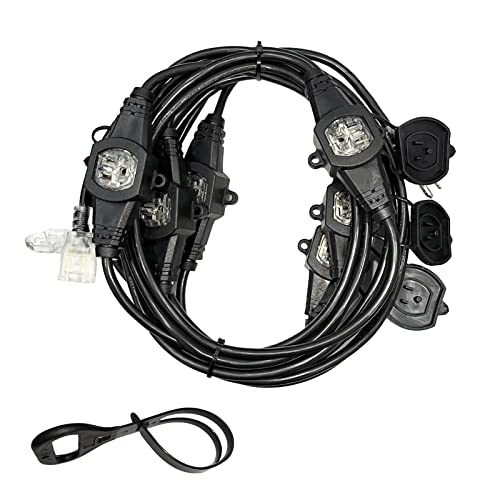 25FT Power Extension Cord 3 Prong, 16 Gauge SJTW 5-15R Cable Male Plug to Female Connector,7 Outlets...