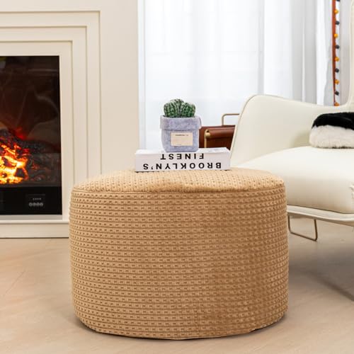 image for Beawelkomjo Round Ottoman Foot Rest Home Decor Floor Pouffe Floor Cush