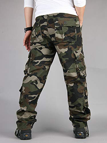 Men's Relaxed Fit Cargo Pants,Wild Military Army Camo Combat Work Outdoors Pants with 8 Pockets4