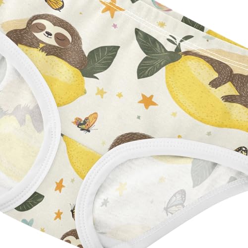Wusikd Sloths Sleeps Girls' Underwear Cotton Lemon Butterflies Girls Briefs Soft Toddler Underwear 2T4