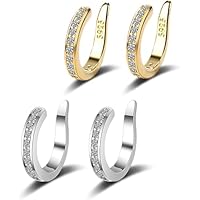 2 PCS Ear Corrector Clip, Segelohren Korrektur, Diamantbesetzte Ohrknochenclips in Gold und Silber, Diskretes Design für Natürlichen Look, Ideal für Hochzeiten, Alltag und Reisen