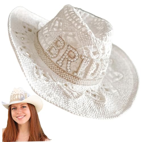 Sombrero de novia vaquero blanco ideal para despedidas, bodas y Halloween 5