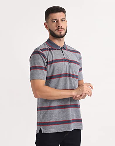 Image of INKKR Striped Men Polo Neck Half Sleeve T-Shirt