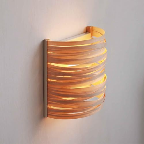 MCWYH Apliques de pared de madera hechos a mano simples, accesorios de iluminación de pared de madera maciza nórdica moderna montados en la pared, lámparas de pared retro para dormitorio, sala de esta