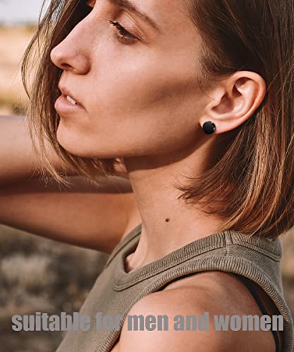 Bomail 20 Pairs Black Stud Earrings For Men Women - Stainless Steel Stud Earrings Small Cz Stud Earrings Piercing Huggie Hoop Earrings Set Jewelry #TOP3