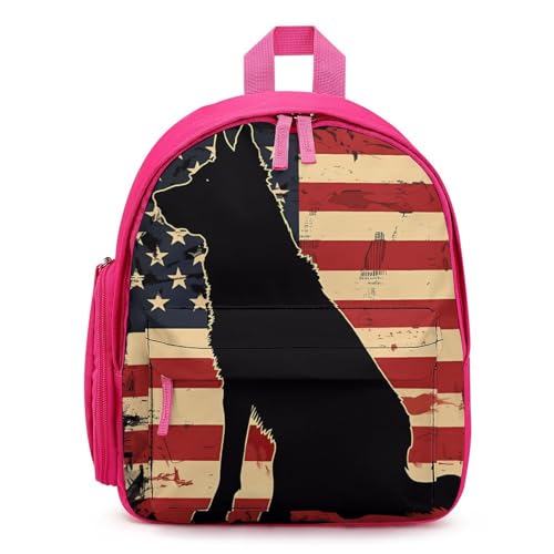 German Shepherd U.S. Flag Cute Backpack Small Daily Casual Daypack Travel Bag with Adjustable Strap Graphic Print