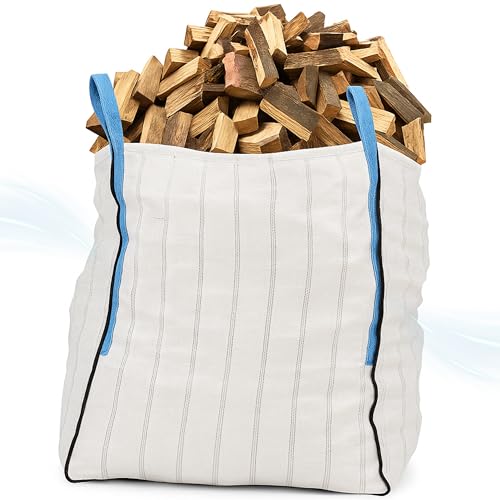 Big Bag für Holz | Brennholz-BigBag für 1m | Atmungsaktiver BigBag 90x90x110 cm Groß - Hohe Stabilität bis 1500kg BigBags mit 4 Schlaufen (BigBag ohne Brennholz)