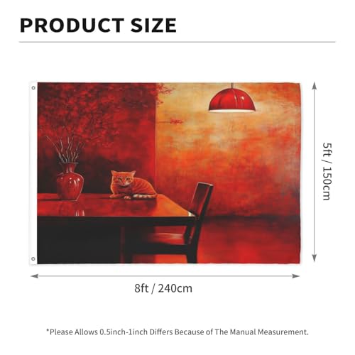 Drapeau double face Chat sur la table 152 x 240 cm grand format - 4