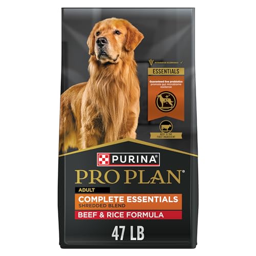 Purina Pro Plan Complete Essentials Shredded Blend Beef and Rice Dog Food Dry Formula with Probiotics for Dogs - 47 lb. Bag