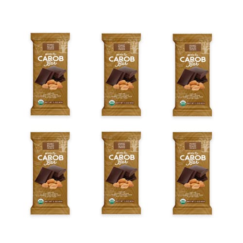 Missy J's Organic Peanut Butter Carob Bar 3 Ounce 6 Pack Made with Coconut Sugar, Vegan, Gluten and Caffeine Free, Healthy Substitute for Chocolate, Perfect for Snacks and Treats