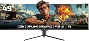 GAMEPOWER DQ49 49 Zoll Ultrawide Curved Gaming Monitor, 120Hz, 1ms, DQHD