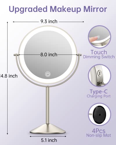 Espejo de maquillaje iluminado Gospire de 8 pulgadas redondo miniatura 5
