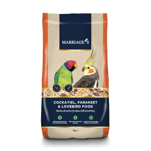 Marriages - Lovebird Food Cockatiel Seed Mix Parakeet Bird Seed with Oats Nyjer Seed and Millet Wholesome Packed with Fibre and Protein (1kg)