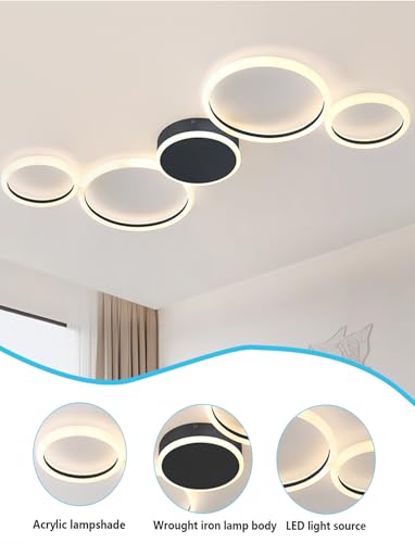Plafonnier salon dimmable 70W avec télécommande pour grand espace