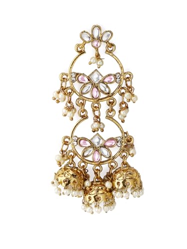Image of Rubans Long Dangler Earrings Kundan & Pearl Ethnic Jewellery Gift for Women & Girls