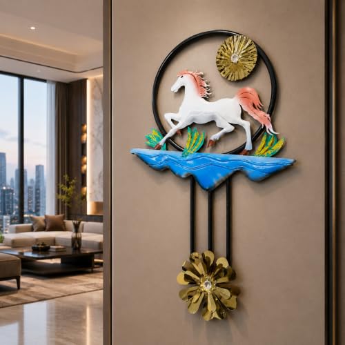 Image of SHREE 'O' GREEN TECH - Handcrafted Metal Running Horse Wall Decor Modern Iron Wall Art Hanging for Living Room Bedroom Hallway Office Hotel Home Decoration