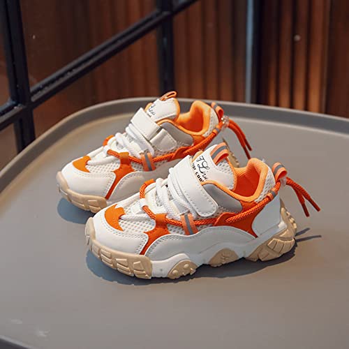Fashion All Seasons Children Sports Shoes Boys and Girls Run Thick Sole Non Slip Lightweight Mesh Sneaker High Top (Orange, 10.5-11 Years Big Kids)2