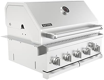 Spire Premium Grill built-in head, 5-Burner with Rear Burner Propane Grill, Convertible to Natural Gas, 30 inches Built In 3050R Island Grill Head, Stainless Steel, BBQ Grill Island