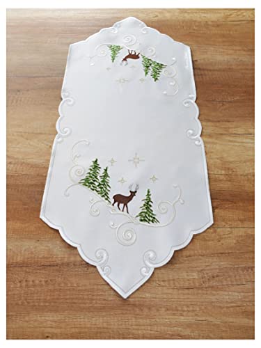 Plauener Spitze Weihnachtsdecken 12 atelier alles-Spitze Winterlich bestickte Plauener Stickerei-Läufer...