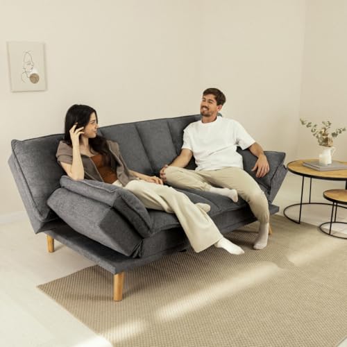 Sofá cama 3 plazas Nalui marengo con acolchado extra para evitar dolores de espalda al dormir 6