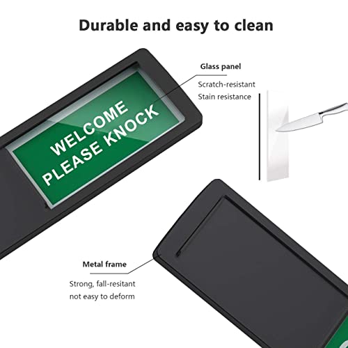 Image of Do Not Disturb /Please Knock Sign,Privacy Door Sign for Home Office Restroom Conference Hospital Hospital, Non-Scratch Magnetic Slider Door Indicator, 7'' x 2'' - Black