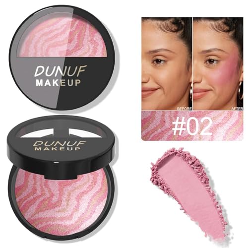 Image of SUAKE Brighten Baked Blush Contour Palette, 2-in-1 Blush & Highlighter Hybrid - Pressed Powder-Butter Cream, Marbleized, Intensely Pigmented Natural Finish, Buildable Color (Blush-A02)
