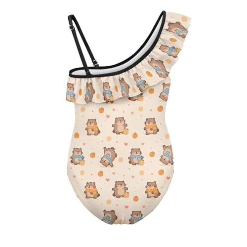 Image of Girls Swimsuit One Piece Ruffle Swimsuit Non-Slip Straps UPF 50+ for Girls Size 3-14 Years