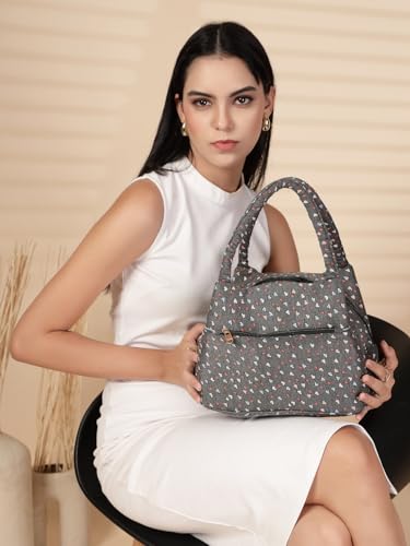 Image of ENSAC Women's Printed Fabric Handbag | Trendy Shoulder Bag for Daily Use | Lightweight, Spacious & Stylish Purse for Office, Shopping, & Travel