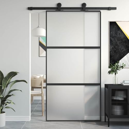 ACAGALA Puerta corredera de Cristal, 102,5 x 205 cm, Cristal de Seguridad ESG, Marco de Aluminio, Separador de Espacios, Puertas correderas Interiores Minimalistas, (Sin Accesorios)