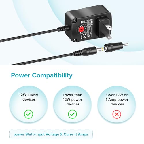 Zozo ZZ-12W Universal Ac/Dc Adapter 12W Switching Power Cord 3V 4.5V 5V 6V 7.5V 9V 12V Charger Adapter thumb #4