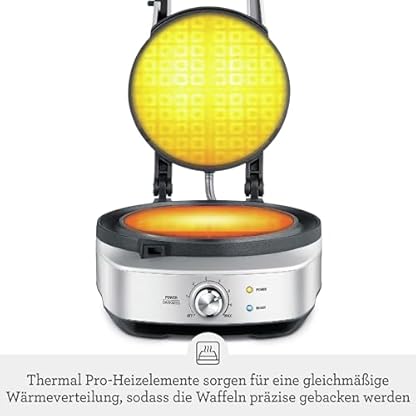 Sage - The No-Mess Waffle - Klassisches Waffeleisen mit Antihaftbeschichtung, 7 Bräunungseinstellungen und Teig-Auffangrinne - 900 W Leistung und Einfache Reinigung - Gebürsteter Edelstahl – Bild 4