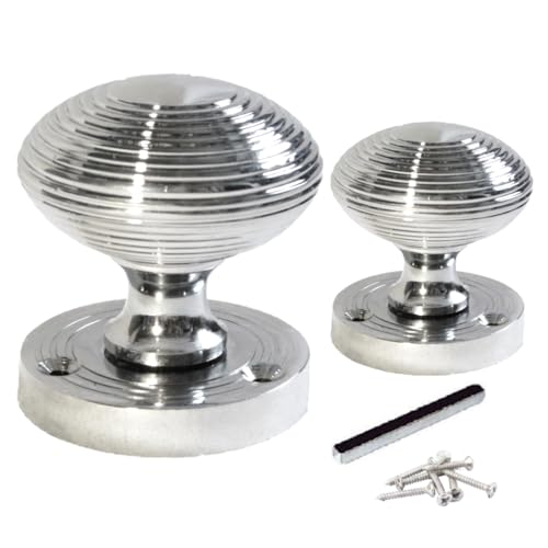 Betley Butterfly Chrome Polished Door Knobs Reeded Round Internal Mortice Sprung Door Knob Set Pack Pair Victorian Door Knobs 56mm