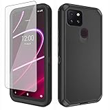 Asuwish Phone Case for T-Mobile Revvl 5G with Tempered Glass Screen Protector and Cell Cover Hybrid Rugged Shockproof Protective Accessories Tmobile Revvl5G T Mobile TCL Revel G5 T790W Women Black