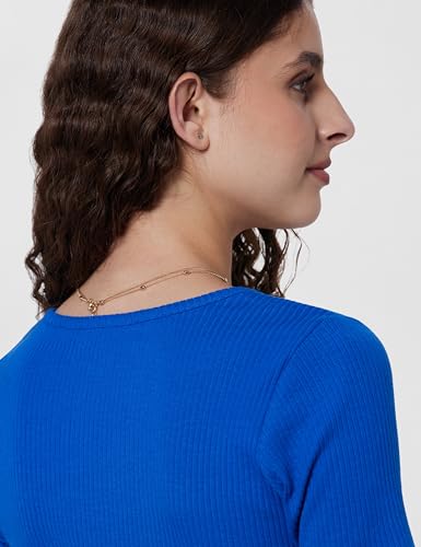 Image of barcino Beige Ribbed V-Neck Short Sleeves Top