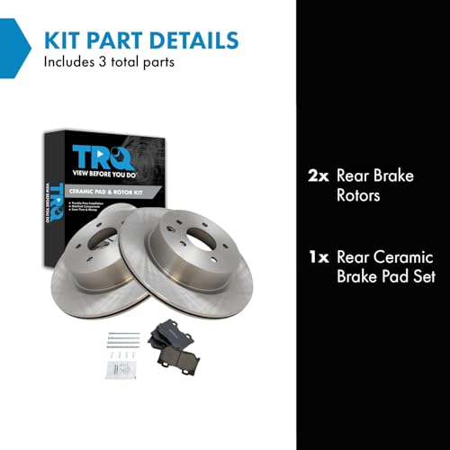 Image of TRQ Rear Brake Pad and Rotor Set Ceramic Compatible with 2010-2017 Nissan 370Z
