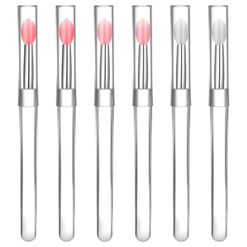 6 PCS Silicone Lip Brushes with Cap, Silicone Lip Mask Applicators, Lip Gloss Brush Applicator, Reusable Lip Brushes for Lipstick