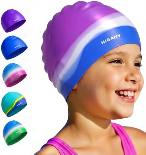 Badekappe Kinder - wasserdichte Badehaube mit UV-Schutz und rutschfest | Silikon Schwimmkappe Kinder für 3-15 Jahre,Verstärkte Kanten, Antirutsch-Innenfutter Geeignet für Schwimmen