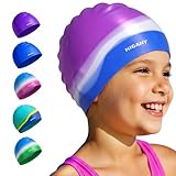 Badekappe Kinder - wasserdichte Badehaube für Jungen Mädchen, Silikon Schwimmkappe für 3-15 Jahre, Bequeme Badekappekinder mit UV-Schutz und rutschfest, Geeignet für Schwimmen Tauchen