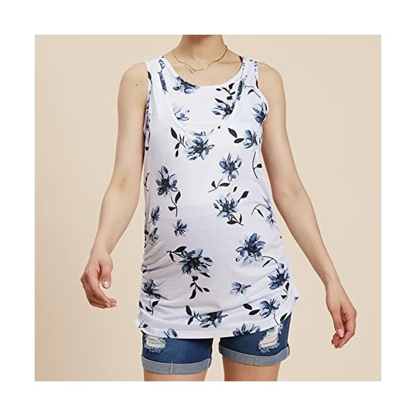iiniim Women's Nursing Maternity Tank Top Floral Pregnancy T-Shirts Basic Sleeveless Camisole Clothes - Image 6