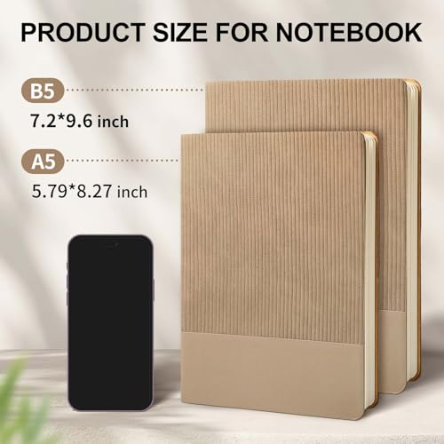 Image of Lined Journal Notebook for Work College Ruled Notebook 5.79 inch x 8.27 inch A5 PU Leather Daily Journaling Notebook 216 Pages for Women Men Daily Writing Business School Travel Gift (Khaki)